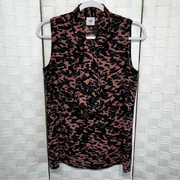 Cabi Womens 9 To 5 Blouse In Animal Print Bow Tie Neck 3075 Size Small - Picture 2 of 10
